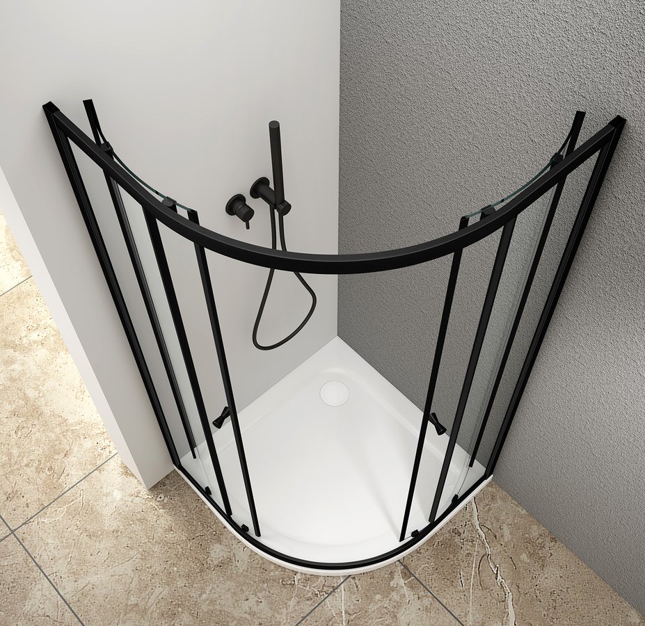 Cabine de douche quart de cercle ARLETA BLACK 900 x 900 mm, verre transparent Mulhouse 0