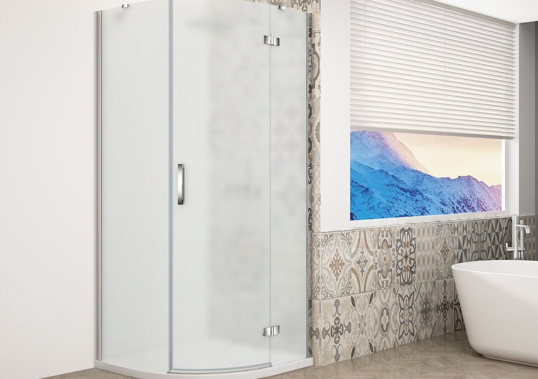 Cabine de douche quadrant TRINITY CHROME 900x900mm, verre mat, droite Audincourt