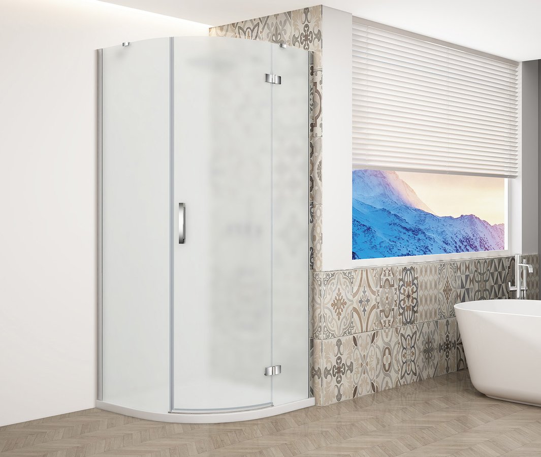 Cabine de douche quadrant TRINITY CHROME 900x900mm, verre mat, droite Audincourt 0