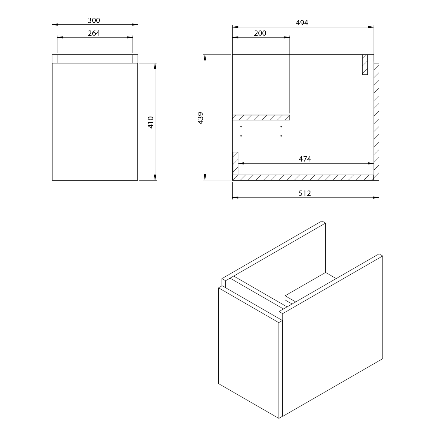 28.1 | Vitrine Banyo Meuble vasque LOREA 121x46x51,5cm (90+30cm), gauche, chêne collingwood/noir mat Kingersheim 0