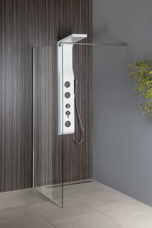 Cabine de douche monobloc WALK-IN en verre avec barre de support, fixation murale, 1200 x 1900 mm, verre transparent Illzach 0