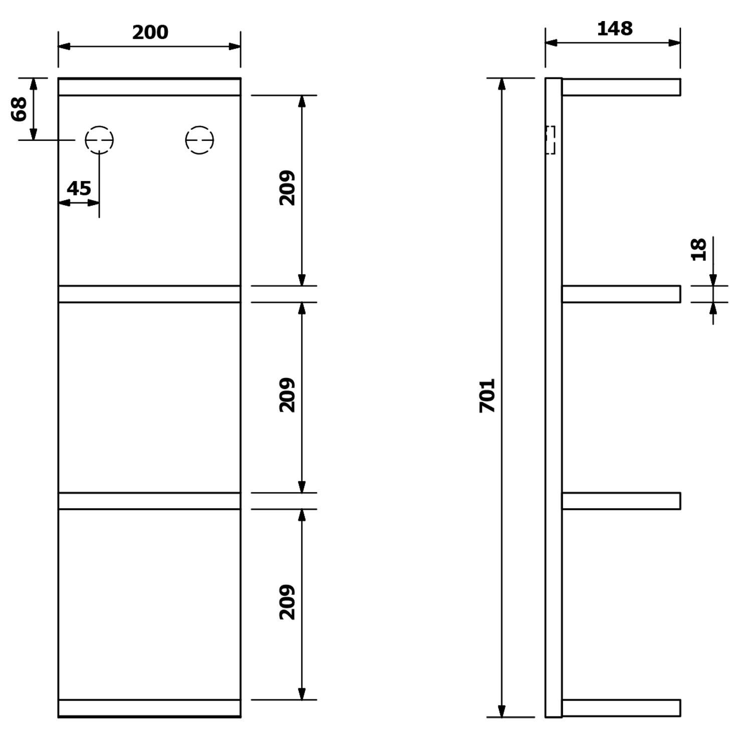 29 | Vitrine Banyo Étagère ouverte RIWA 20x70x15cm, pin rustique Rixheim 0