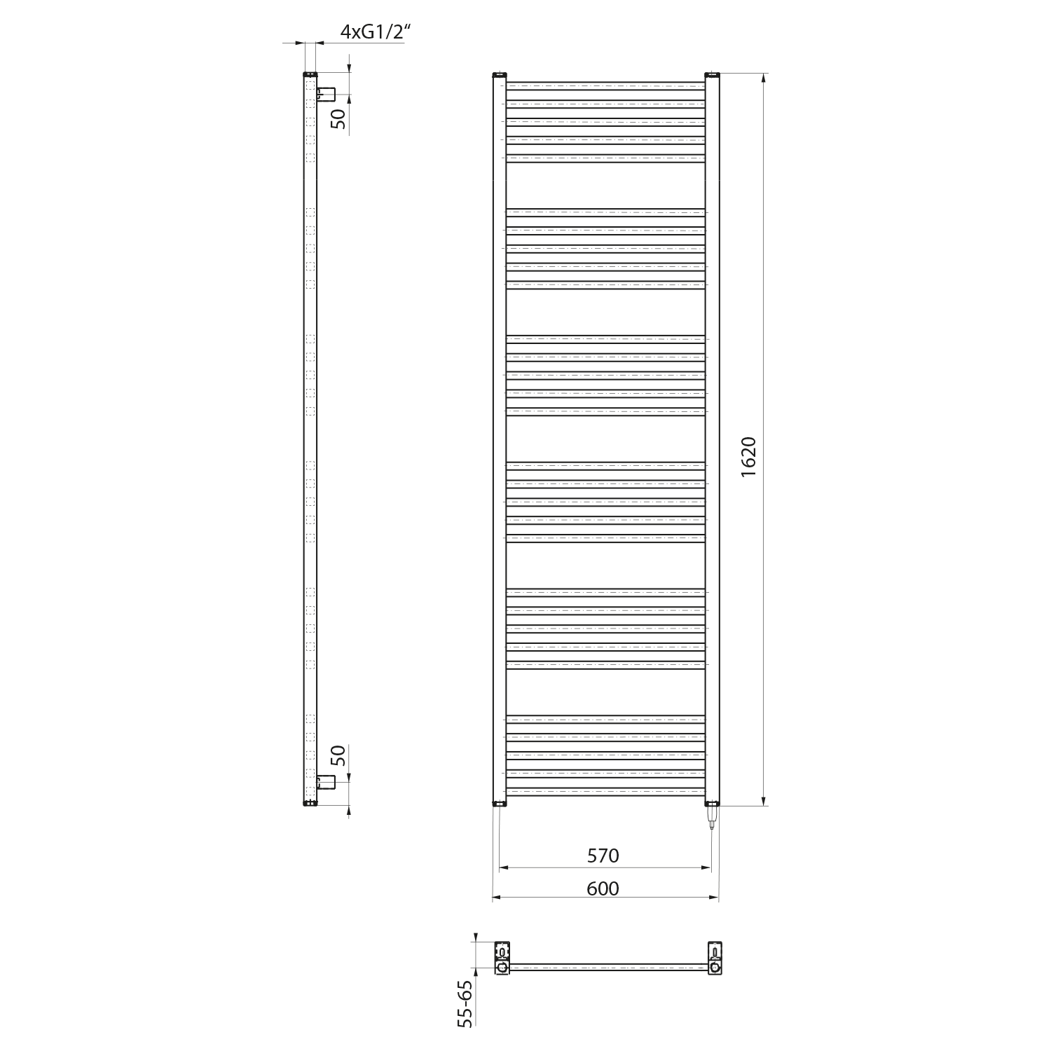 3 2 | Vitrine Banyo Radiateur électrique de salle de bain METRO-E, droit, 600 x 1620 mm, 800 W, blanc Rixheim 0