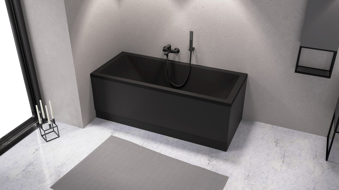 Baignoire rectangulaire CLEO 180x80x48cm, noir mat Wittenheim 0