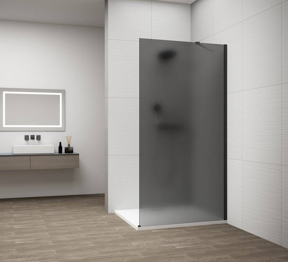 ESCA BLACK MATT Panneau de douche monobloc en verre, montage mural, verre fumé mat, 1100 mm Guebwiller 0