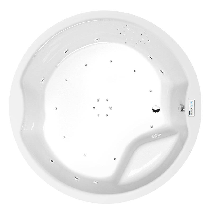 Baignoire balnéo ROYAL ROUND, 172 x 172 x 49 cm, Highline Hydro-Air, chromée Guebwiller 0