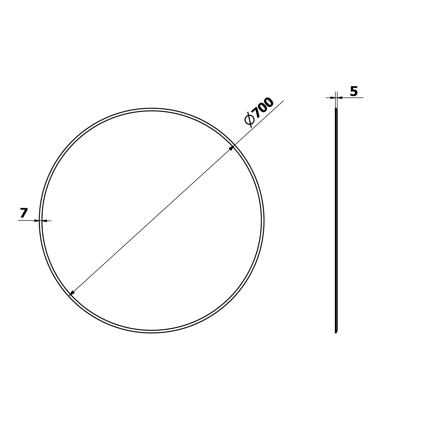 Miroir rond RENGAS avec biseau ø 70 cm, sans CU Guebwiller 0