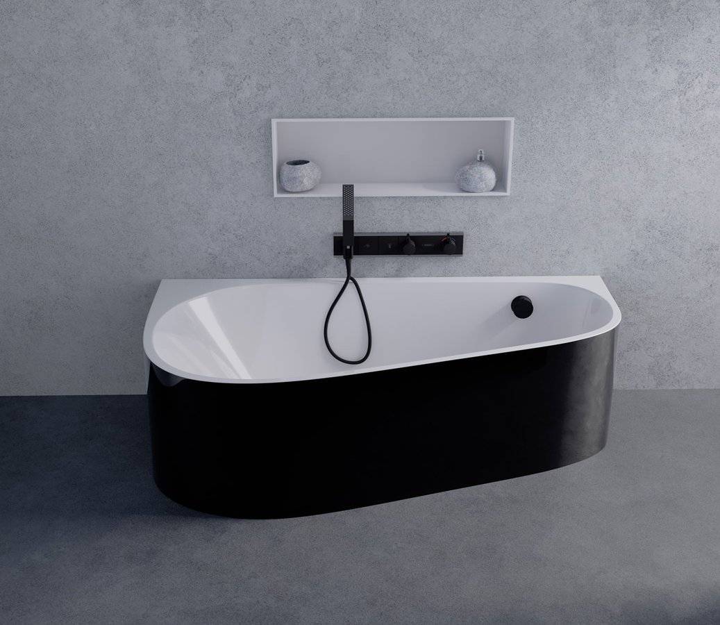 Baignoire îlot murale PROJEKTA DL MONOLITH 156 x 77 x 60 cm, blanc/noir Riedisheim 0