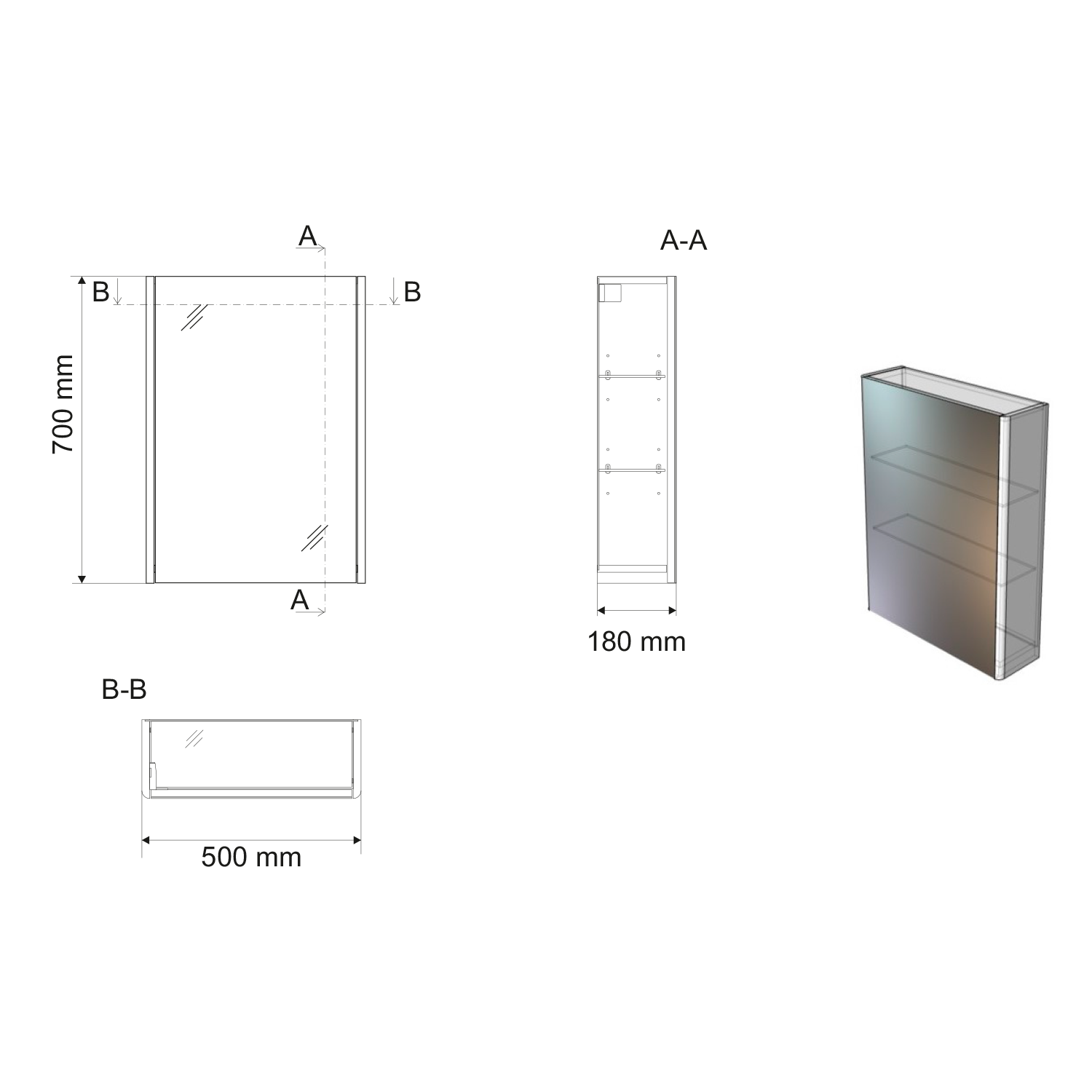 Armoire à miroir DENEB 50x70x18cm, blanc mat Riedisheim 0