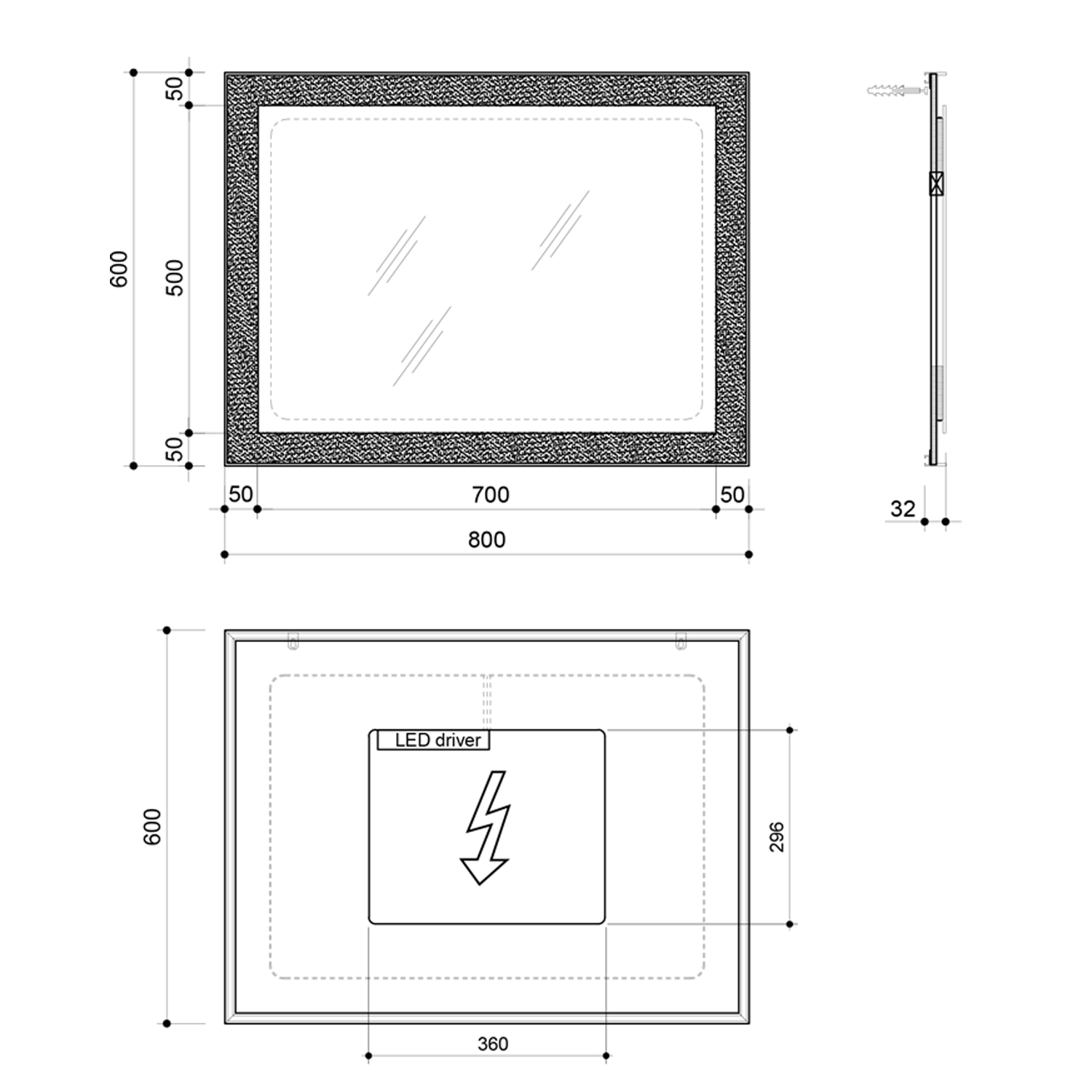 Miroir rétroéclairé LED FLUT 60x80cm, blanc Mulhouse 0