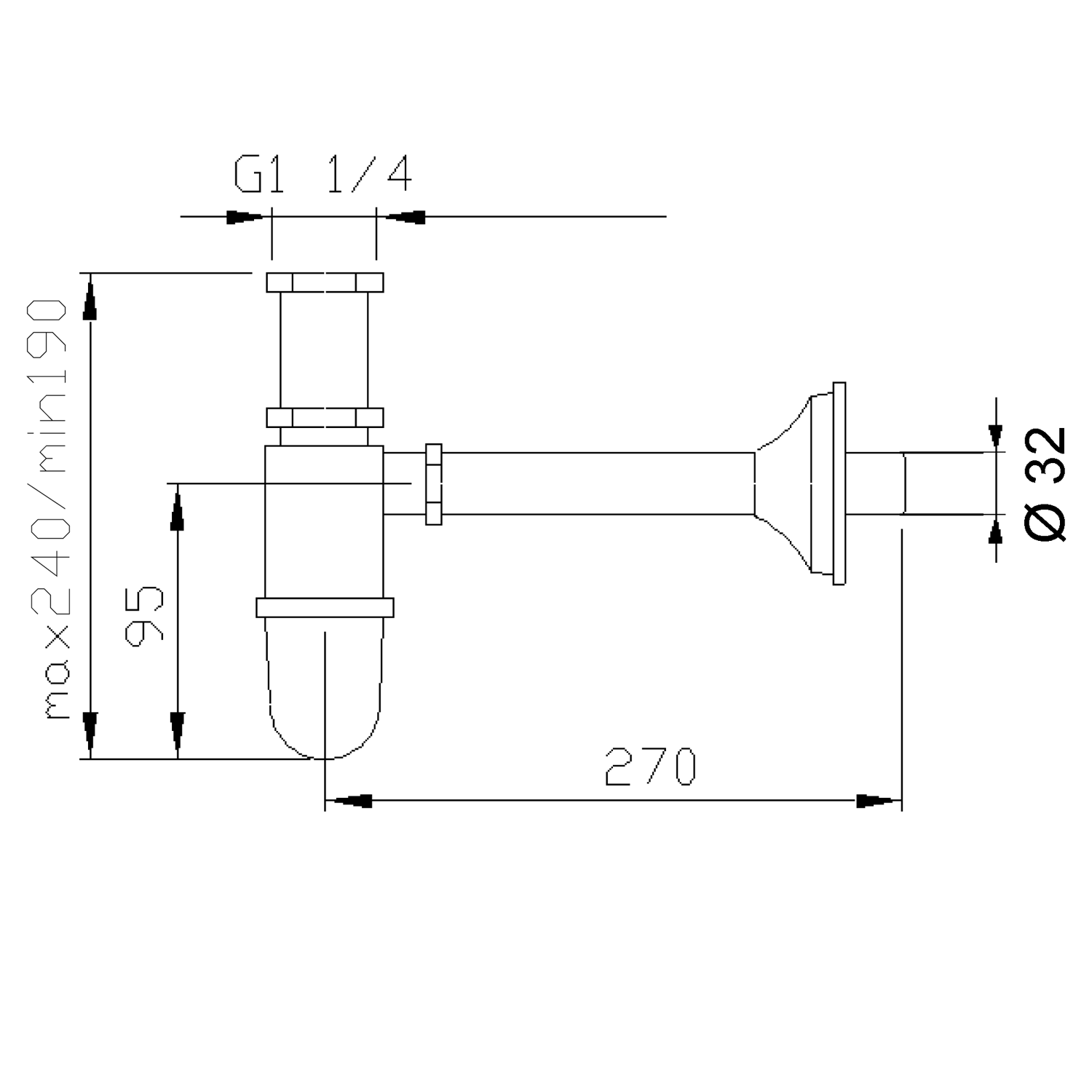 Siphon de lavabo RETRO 5/4&#8243; diamètre 32 mm, bronze Rixheim 0