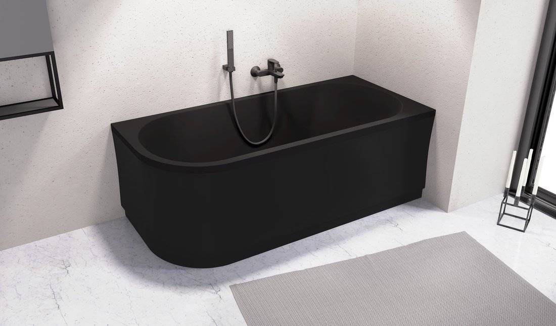 Baignoire asymétrique VIVA R 175 x 80 x 47 cm, noir mat Illzach 0