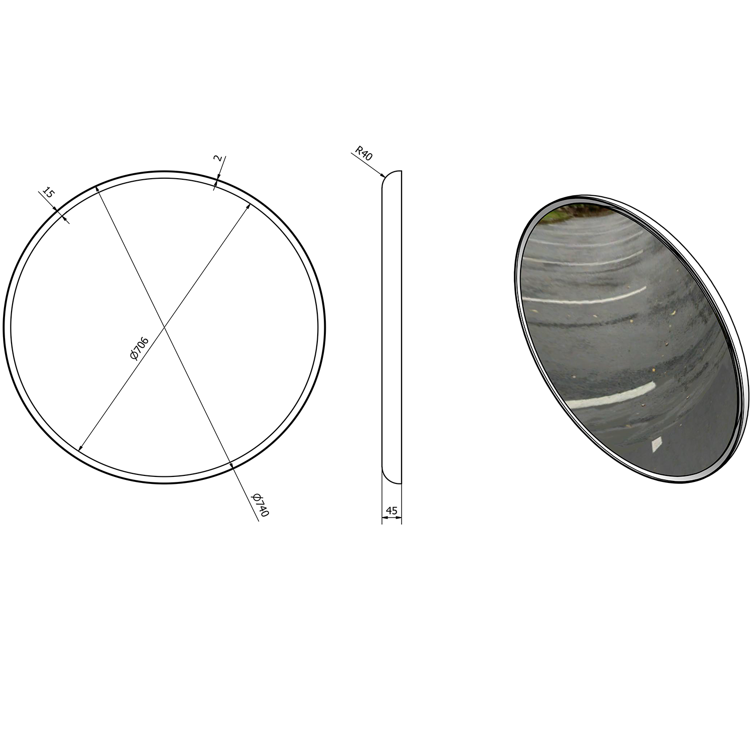 Miroir rétroéclairé LED FLOAT ø 74 cm, blanc Audincourt 0