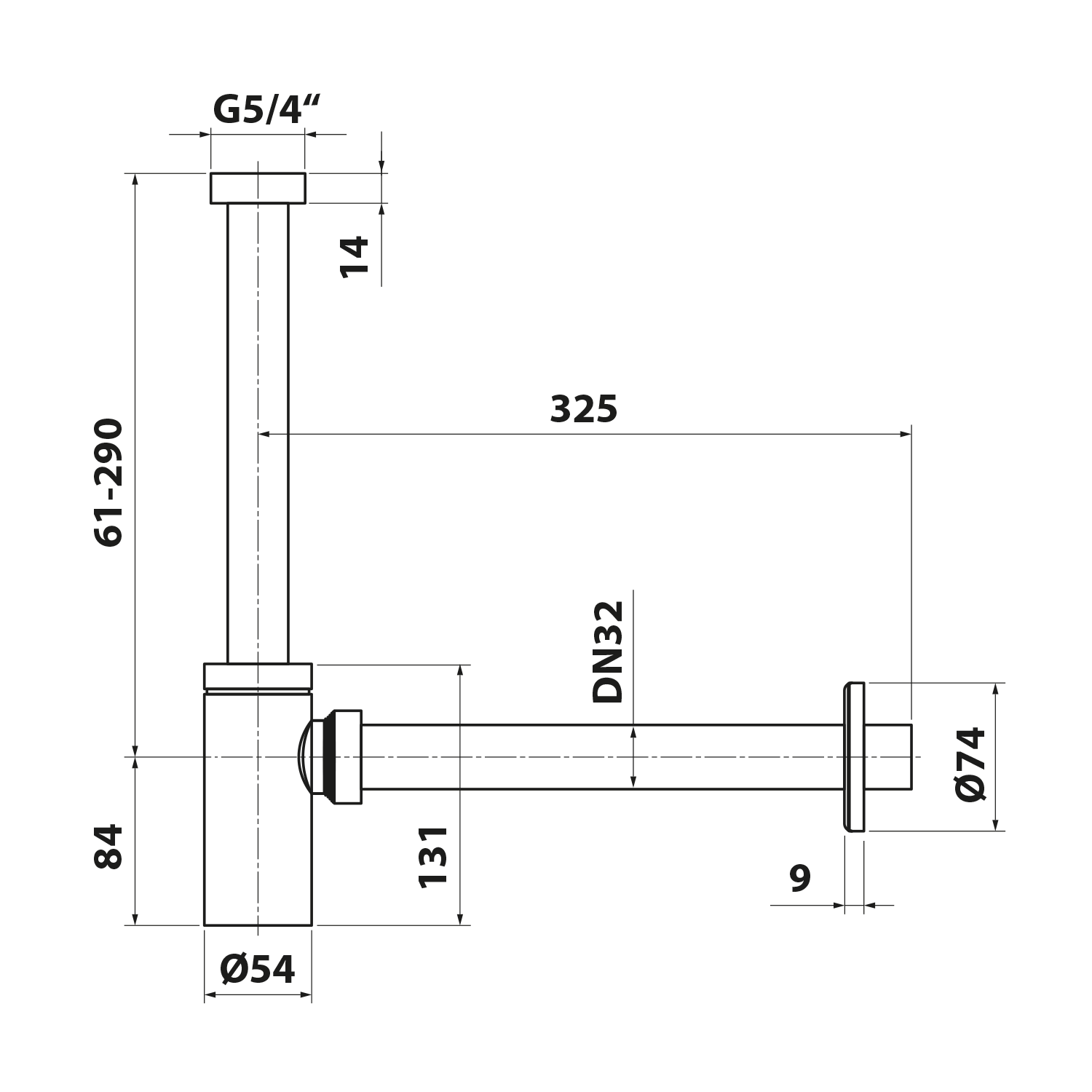 Siphon de lavabo 5/4&#8243; diamètre 32 mm, blanc Valentigney 0