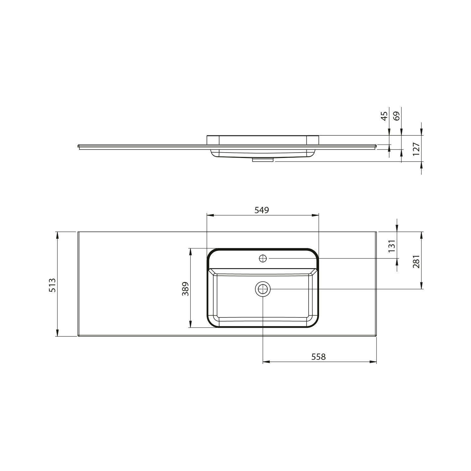 Lavabo BRAHEA 146,6&#215;51,5cm, Rockstone, droite, blanc mat Wittenheim 0