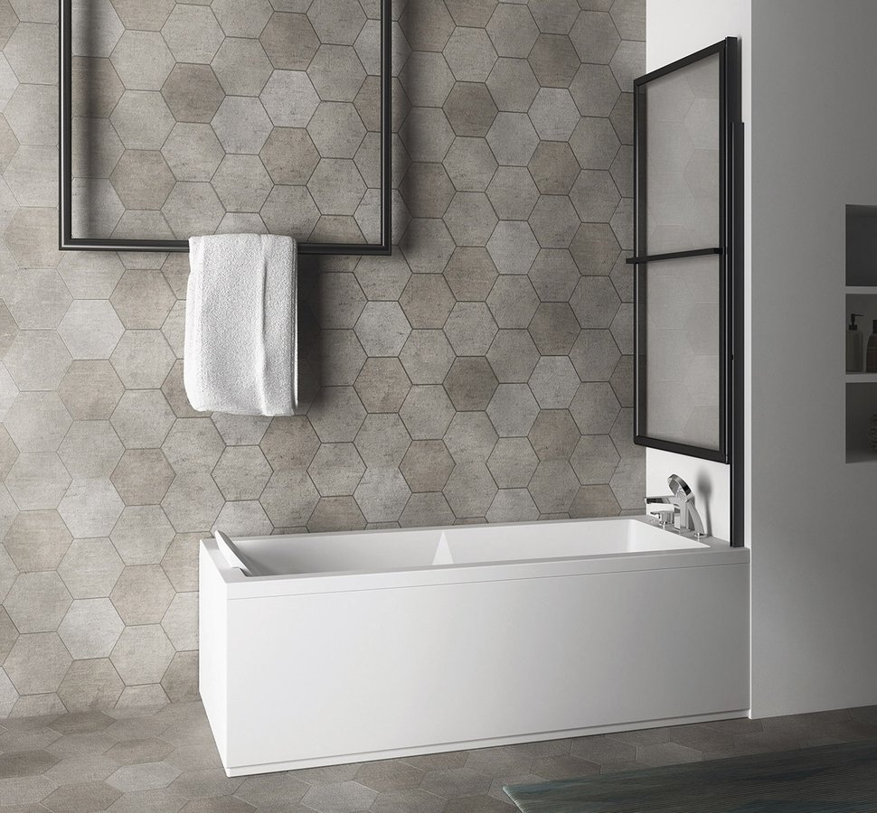 Paroi de baignoire pliante KAGERA, (L) 710 mm, noir mat/verre transparent Belfort 0