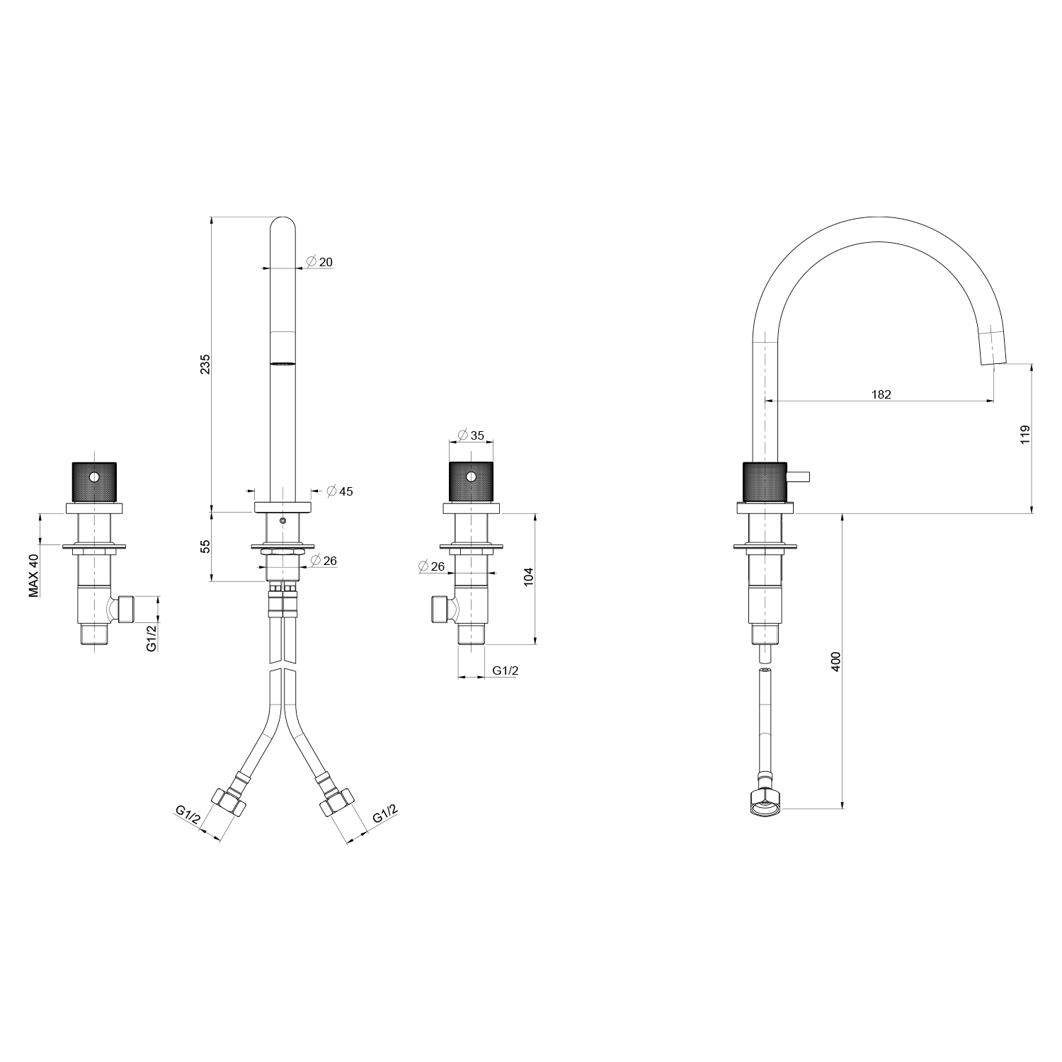 Mitigeur de lavabo 3 trous ULTRASAN, noir mat/or mat Rixheim 0