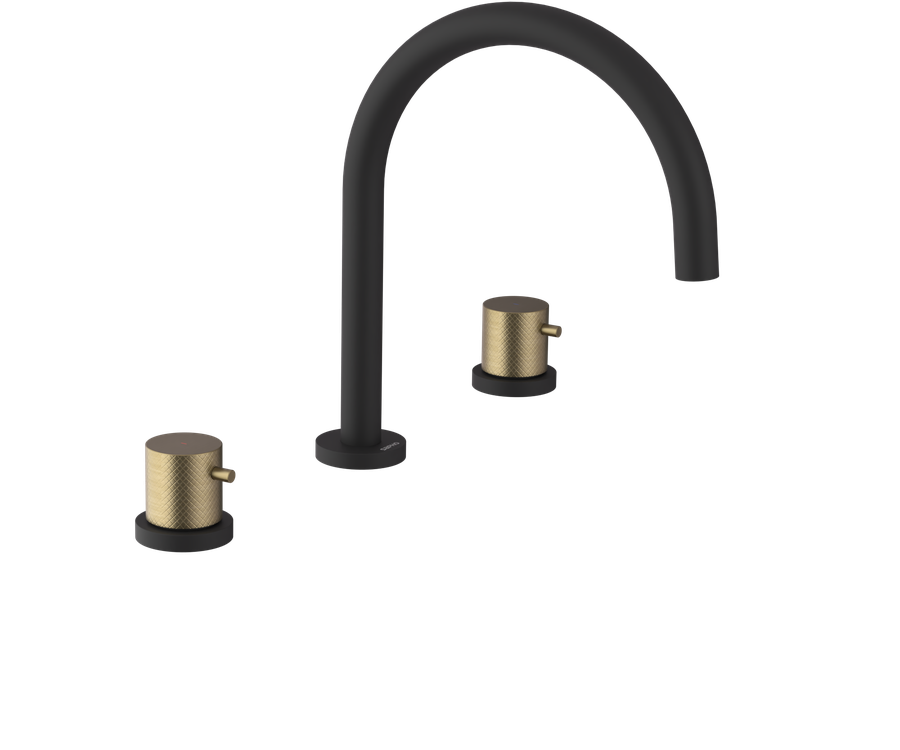 Mitigeur de lavabo 3 trous ULTRASAN, noir mat/or mat Rixheim
