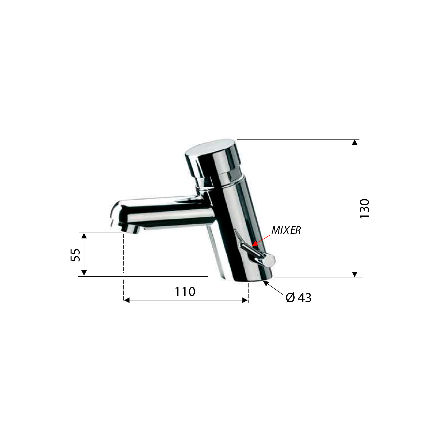 TEMPOR Robinet sur pied à fermeture automatique pour lavabo avec contrôle de la température, chrome Guebwiller 0