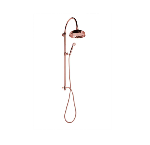 Colonne de douche ANTEA avec raccord mitigeur, douchette de tête et douchette, or rose Mulhouse