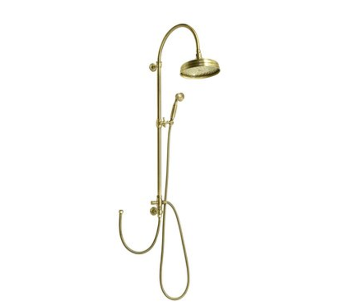 Colonne de douche VANITY avec raccord mitigeur, douchette de tête et douchette, bronze Belfort