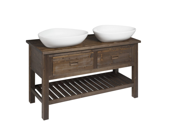 Meuble sous-vasque BRAND 130x73x50cm, épicéa teinté Belfort