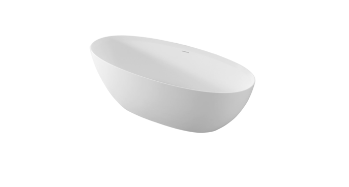 NOYA Baignoire îlot 170x76x56cm, solid surface, blanc mat Montbéliard