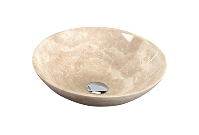Lavabo en pierre BLOK 1 Ø 40 cm, travertin beige poli Belfort