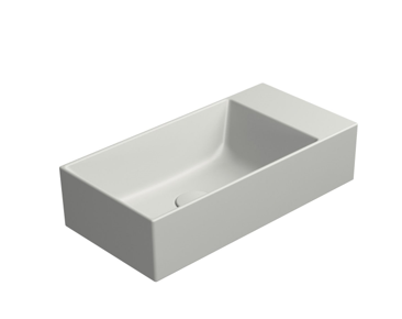Lavabo en céramique KUBE X 50x25cm, bord inférieur rectifié, sans trou pour robinetterie, droite/gauche, centre mat Illzach
