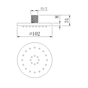 Corps de douche rond mural à jet, chromé Saint-Louis 0