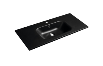 Lavabo en marbre coulé SIDRA 101x46cm, noir mat Wittenheim