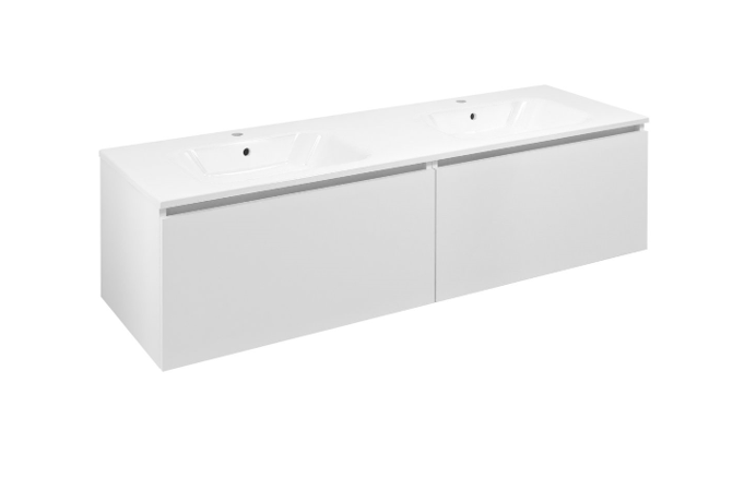 Meuble LOREA avec double vasque 141x46x51,5cm (70+70cm), blanc mat Rixheim