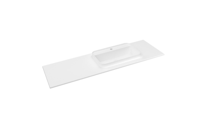 Lavabo BRAHEA 146,6&#215;51,5cm, Rockstone, droite, blanc mat Wittenheim
