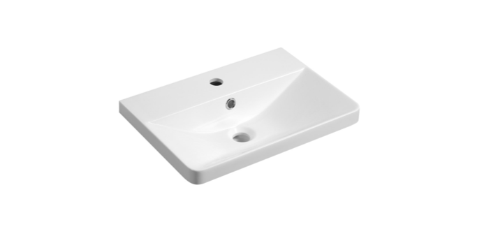 Lavabo meuble SEN, en marbre coulé, 51x35cm, blanc Montbéliard