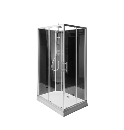 Cabine de douche rectangulaire GRANVIK 800 x 1 200 x 2 180 mm, verre transparent Riedisheim