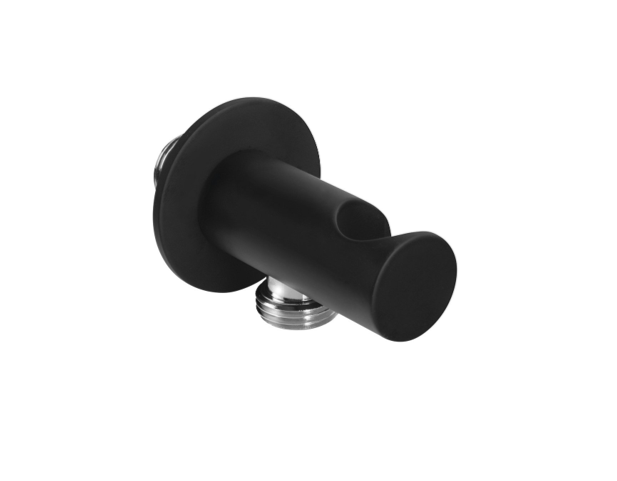 Support de douchette rond, fixe, avec sortie de douche, noir mat Mulhouse