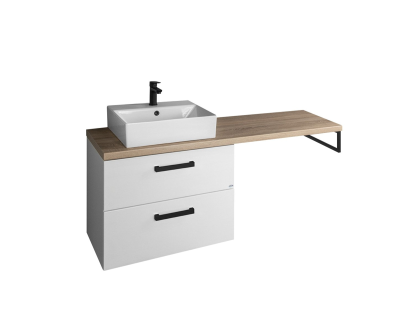 Ensemble de meubles de salle de bain VEGA, largeur 125 cm, blanc/chêne platine Guebwiller