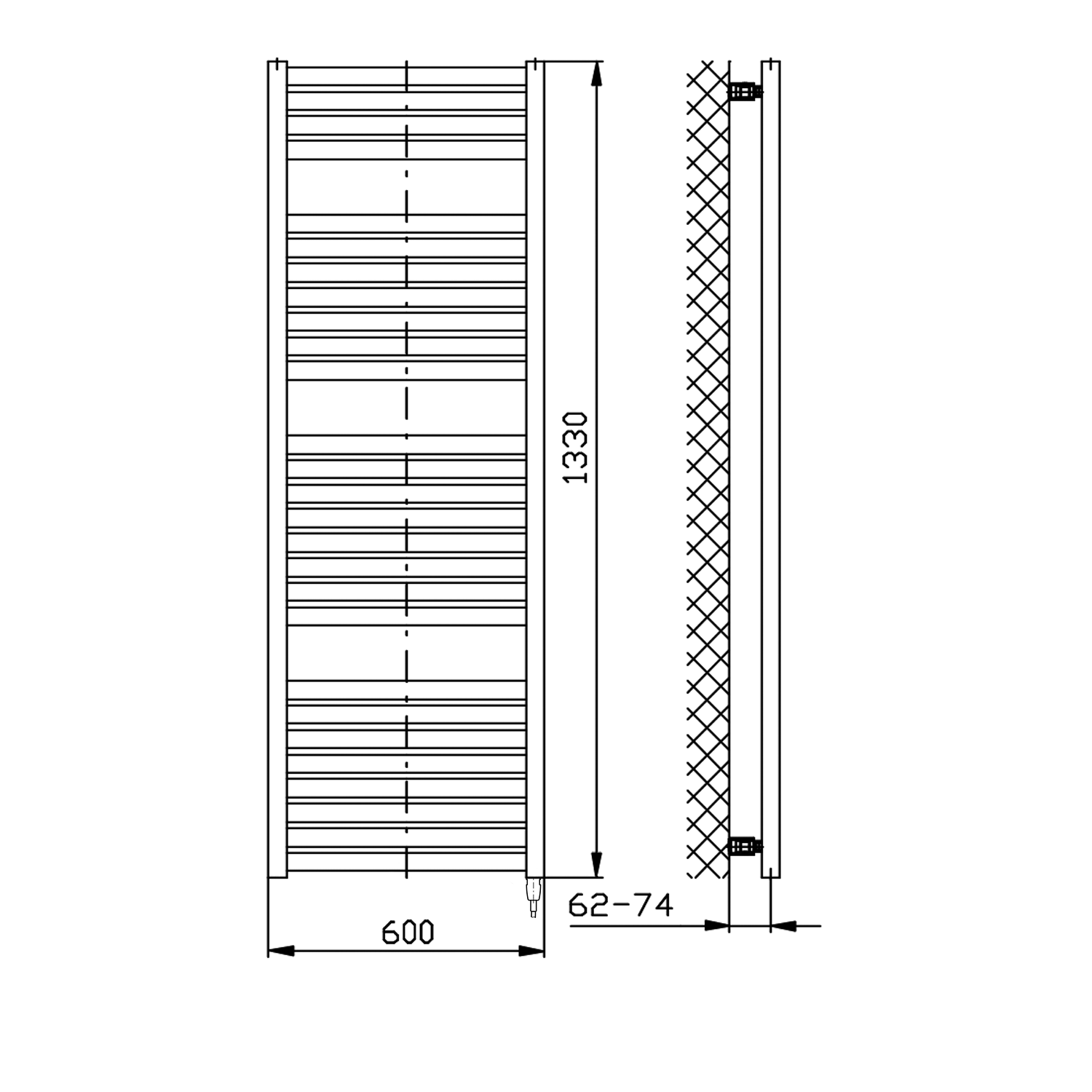 TONDI-E radiateur de salle de bain électrique, droit, 600&#215;1330 mm, 600 W, noir mat Audincourt 0